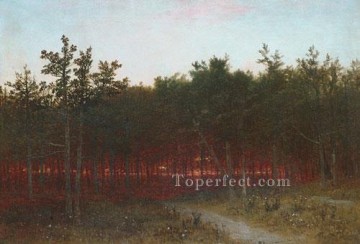 ダリエンの杉の夕暮れ コネチカット州の風景 ジョン フレデリック ケンセットの森 森 Oil Paintings